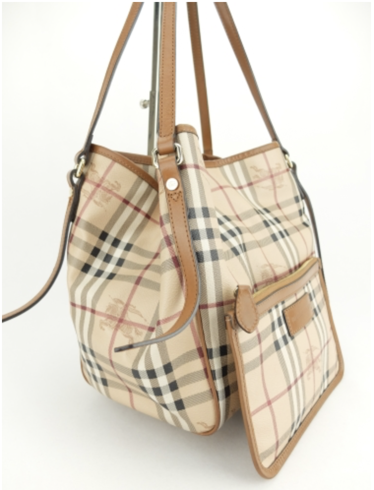 PB6006 Burberry Small Haymarket Tote (Brown)